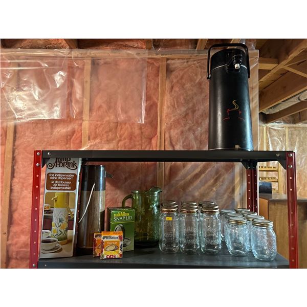 Assortment Of Mason Jars, Large Coffee Urn, Thermos Drink Dispenser and More!