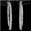 Image 2 : Solid 14K White Gold 1.50 ctw Round Brilliant Diamond Circle Hoop Snap Earrings