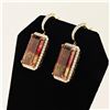 Image 2 : 45.08 ctw Tourmaline and 2.61 ctw Diamond 14K Yellow Gold Earrings