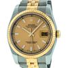 Image 1 : Rolex Mens 2T 18K Yellow Gold And Steel Champagne Index Datejust With Hidden Cla