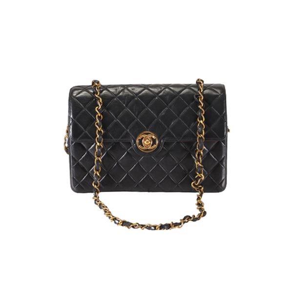 Chanel Black Quilted Lambskin Leather CC Turn-lock Small Flap Shoulder Bag