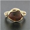 Image 2 : Vintage 14k Gold Free Form Natural Semi Oval Cabochon Amber Solitaire Ring Sz 6