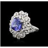 Image 1 : 14KT White Gold 4.55 ctw Tanzanite and Diamond Ring