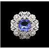 Image 2 : 14KT White Gold 4.55 ctw Tanzanite and Diamond Ring