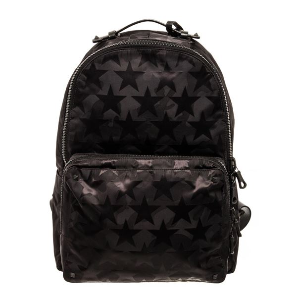 Valentino Black Nylon Camustars Backpack