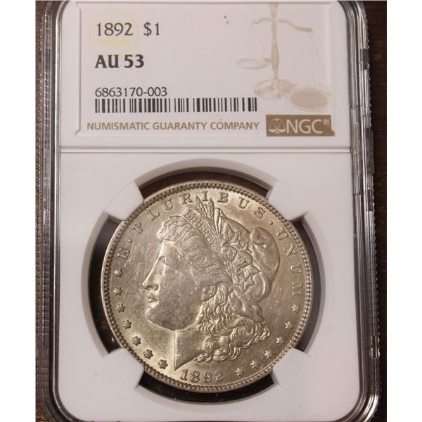 1892 Morgan Dollar AU-53 NGC