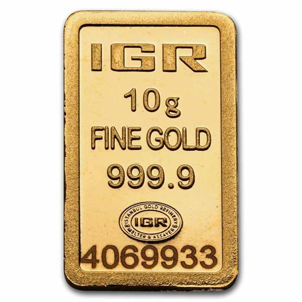 10 grams (0.3215 oz) of .9999 fine Gold Bar