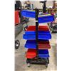 Image 2 : BLACK METAL MOBILE INDUSTRIAL PARTS RACK WITH ASSORTED PLASTIC PART BINS