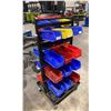 Image 3 : BLACK METAL MOBILE INDUSTRIAL PARTS RACK WITH ASSORTED PLASTIC PART BINS