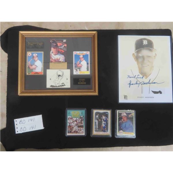 Vintage Baseball Lot ; Cal Ripken Framed Display, Autographed Sparky Anderson 8" x 10"