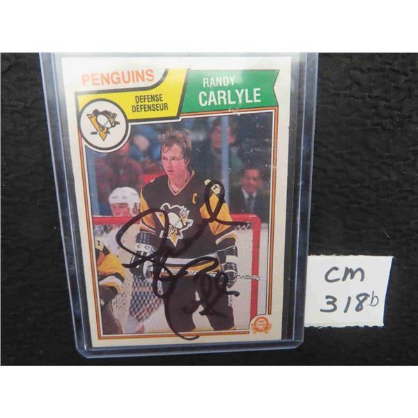 Autographed Randy Carlyle Pittsburgh Penguins Card