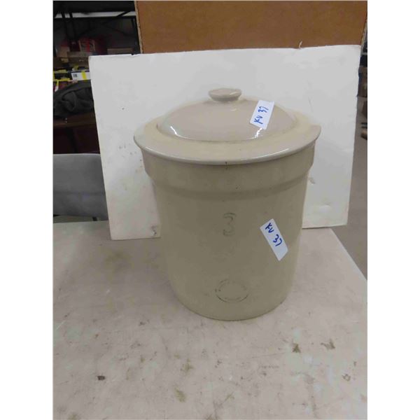 Stoneware 3 Gal Crock with Lid  - Medalta