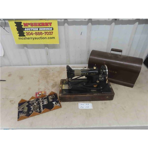 Singer Sewing Machine with Case + Notions - No Key for case