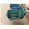 Image 3 : 3 Totes - only 2 Lids ; 13" x 16.5" x 20" + 13" x 13" x 18" + 12" X 13" x 19" 