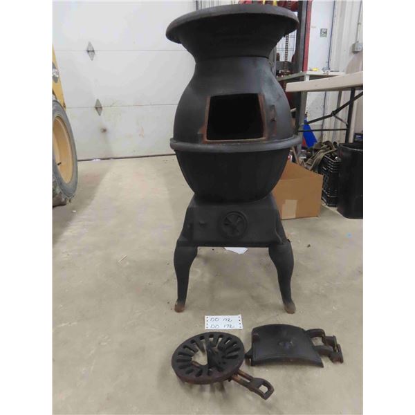 Cast Potbelly Wood Stove 16  x 34  - Base= 15  x 15  