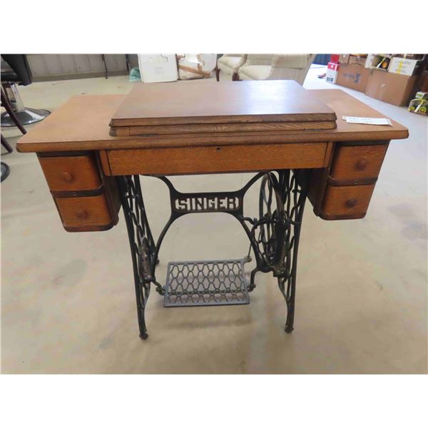 Singer Treadle Sewing Machine in Oak Cabinet