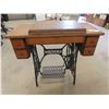 Image 1 : Singer Treadle Sewing Machine in Oak Cabinet
