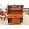 Image 12 : 2pc Krug Brothers Teak Credenza + Hutch with Sliding Glass Doors 18" x 48" x 60.25" 