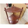 Image 3 : 3 Tier Wood Corner Shelf 12" x 28.5" t & round Oak Occasional Table with Drawer +