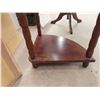 Image 4 : 3 Tier Wood Corner Shelf 12" x 28.5" t & round Oak Occasional Table with Drawer +