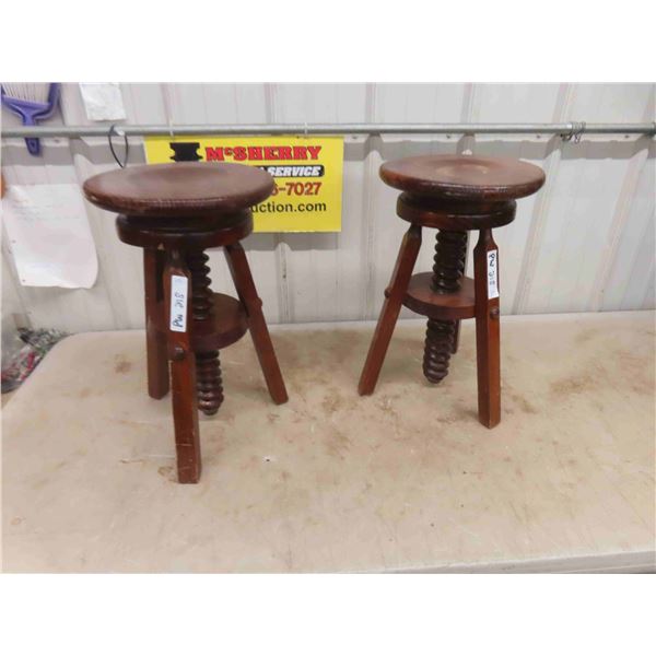 2 Adjustable Wooden Stools