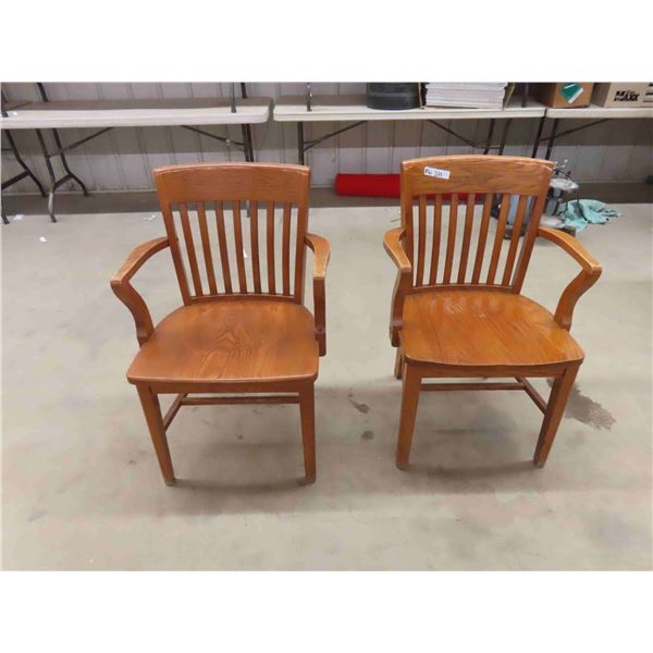 2 Oak Office Arm Chairs