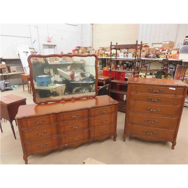 2 Dressers ; 19  x 37  x 47  & 19  x 32  x 65  plus mirror 33  x 46  