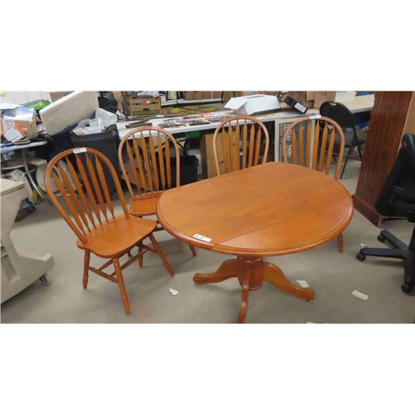 Drop Leaf Pedestal Table 29  tall by 41  Wide & 4 Chairs