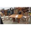 Image 1 : Oak Table 30" x 38" x 68" + (1) 24" Leaf & 6 Chairs - 2 are Captain's