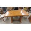 Image 2 : Oak Table 30" x 38" x 68" + (1) 24" Leaf & 6 Chairs - 2 are Captain's