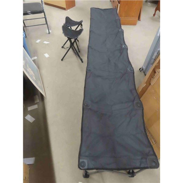 Camping Gear ; 2 Stools, Cot ??/ Bench 8' Long