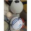 Image 5 : Large Group of Sports Equipment ; Field Hockey Stick, Softball, Soccer Balls, Rackets, 