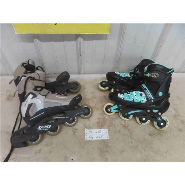 2 Pairs of Inline Skates/ Roller Blades Women's Sz 9, Forum Brand Derby Girls Sz 9-11