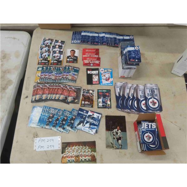 WPG Jets + Moose Promotional Items, Mike E Moose Autographed Card, Beer Caps 