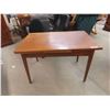Image 1 : Wooden Table with Pull Out End Leafs 30" x 31" x 47" plus  30" when Leaves Extended