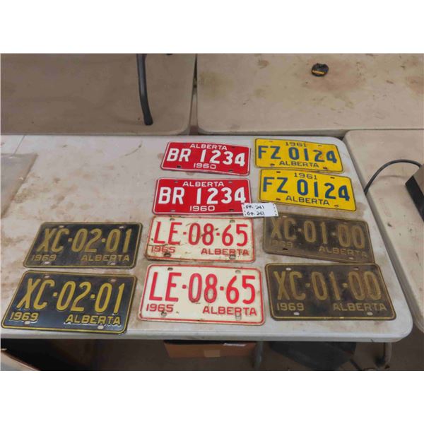 10 Alberta License Plates - 1960s - 5 Sets