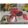 Image 1 : Coca-Cola Collectibles ; 5 Gold Colored Bottles in Package, Playing Cards, Trays, 