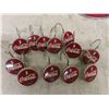 Image 2 : Coca-Cola 12 Shower Curtain Hooks, 7" Tin Thermometer, Glass Sign