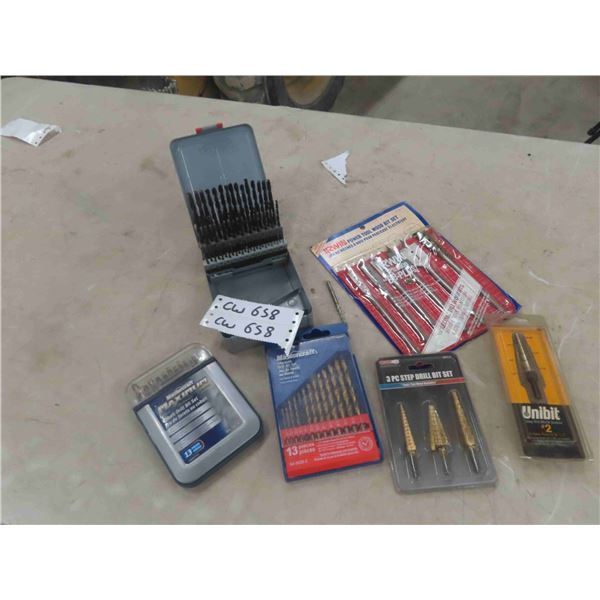 6 Packages of Drill Bits- Metal , Wood, Step Drill