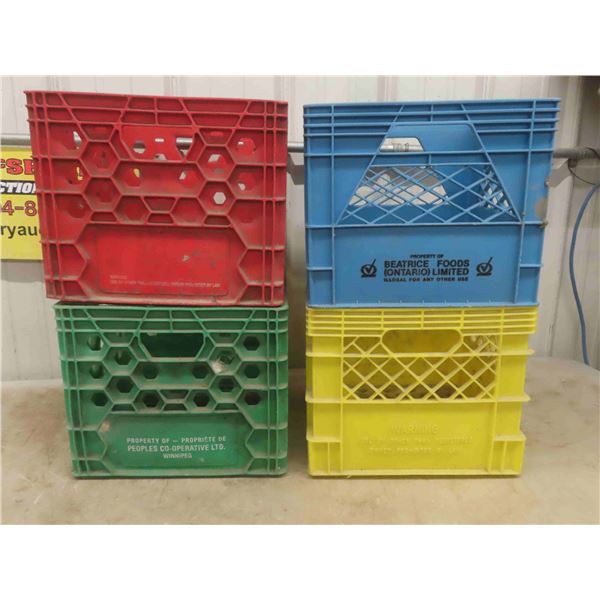 4 Plastic Milk Crates