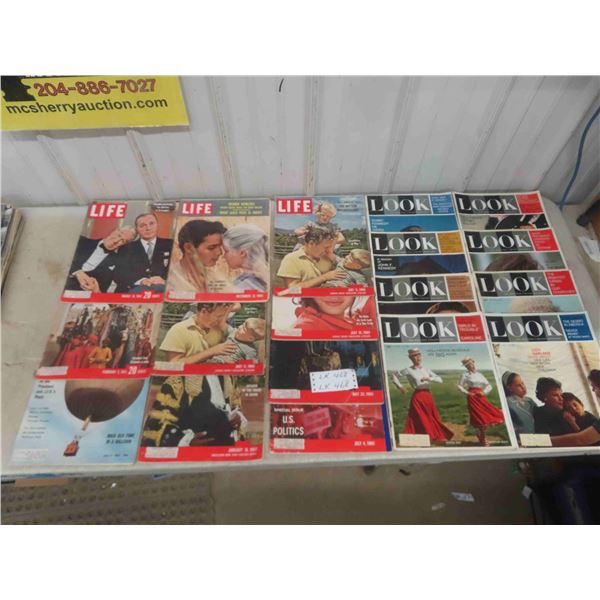 10 Life Magazines - 1960s + 8 Look Magazines - 1960s