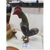 Image 1 : Wood Carved Duck, 2 Chickens - 1 missing foot & Crate