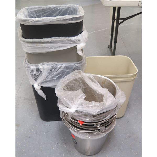 Multiple Plastic Waste Baskets & Vollrath Metal Pails