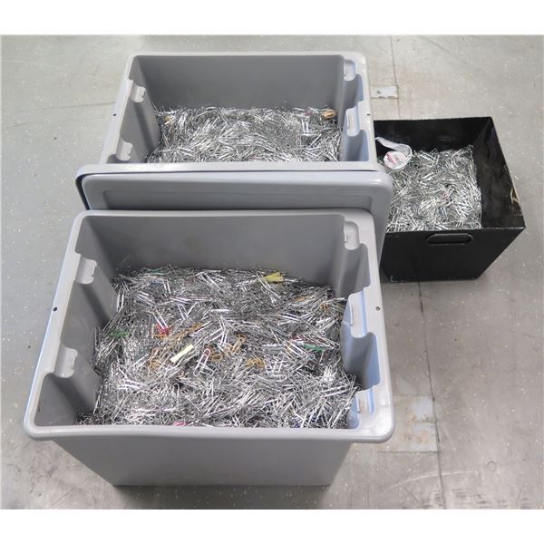 Qty 3 Bins Metal & Plastic Coated Paper Clips