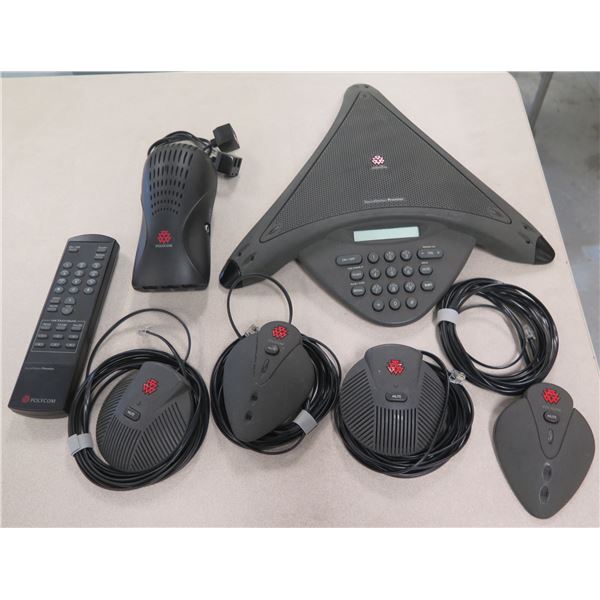 Polycom SoundStation Premier 2201-01900-001 Speakerphone System w/ Wall Modules & Cords