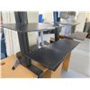 Image 3 : Wooden Desk w/ 2 Drawer Cabinet, Ergotron Metal Stands, Dell Monitor, etc