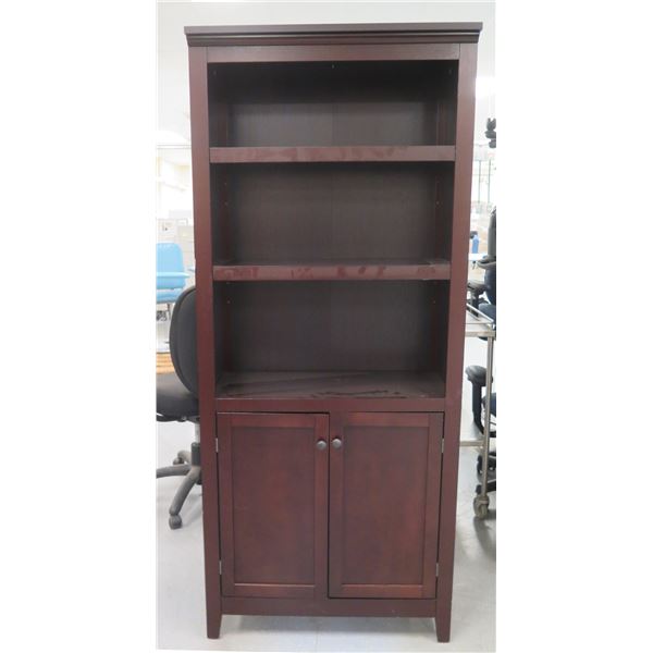 Wooden 3-Shelf Cabinet w/ Lower Drawers 31 x12 x72 H