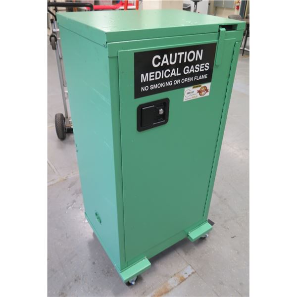 Rolling SecurAll NFPA Code 30 Safety Storage Cabinet for Medical Gas Cylinders 23 x18 x50 H