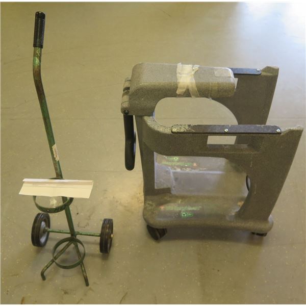 Metal Oxygen eTank Carrier & BD Recykleen Foot Operated Collector Trolley