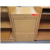 Image 3 : Qty 2 Wooden Open Shelving Units & 2-Drawer Filing Cabinet w/ Collapsible Caution Sign